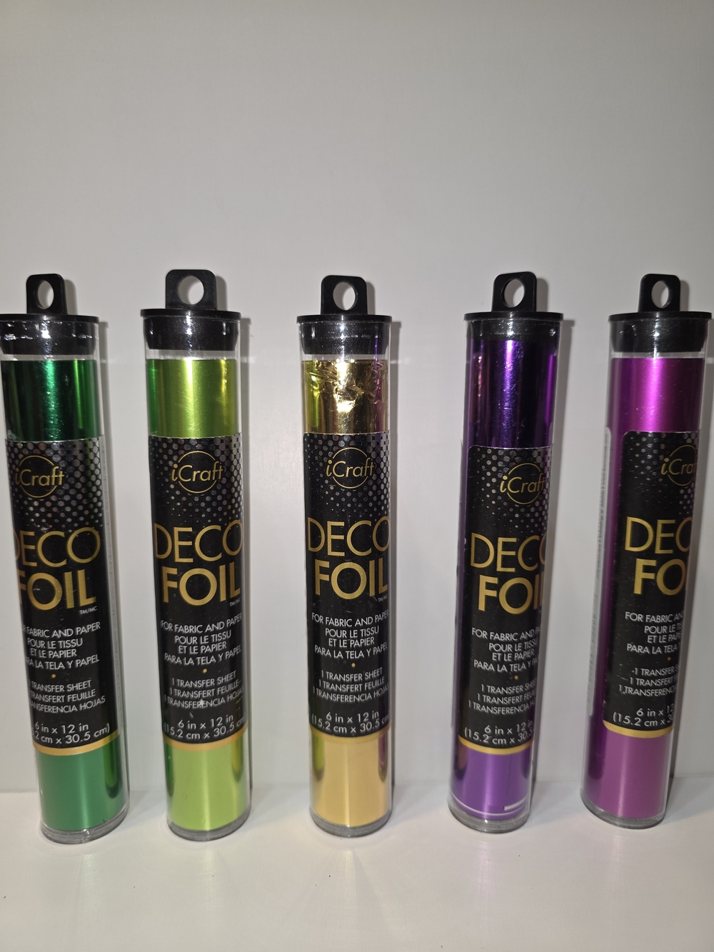 Craft Deco Foil Metallic Rolls in Green, Lime, Gold, Purple, Magenta